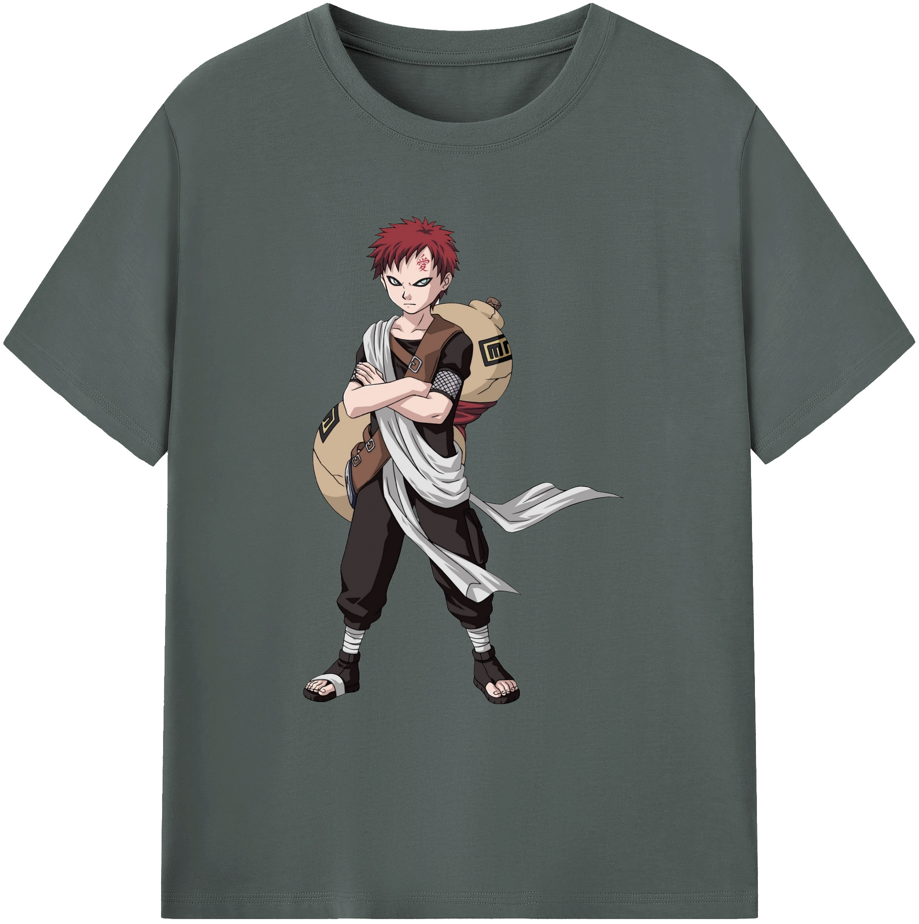 （画像用） NARUTO -ナルト- ガアラ Gaara 綿100％ メンズ半袖Tシャツ｜肌触りやわらか＆通気性